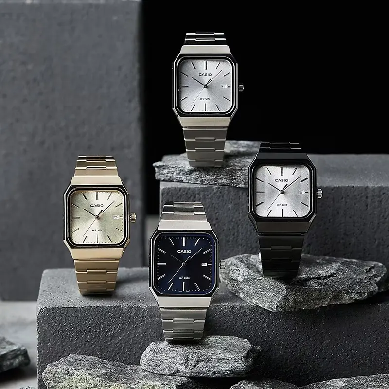 Casio Enticer Champagne Dial Gold-tone Men's Watch- MTP-B185G-9AV